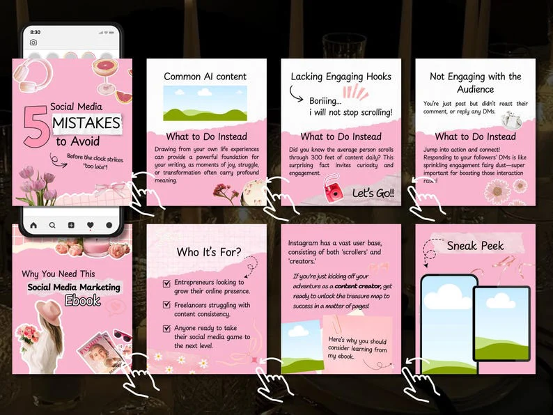 100 Pink Instagram Carousel Templates | Canva Editable & Customizable - Image 3